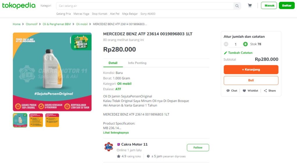 Mercedes Benz ATF Tokopedia