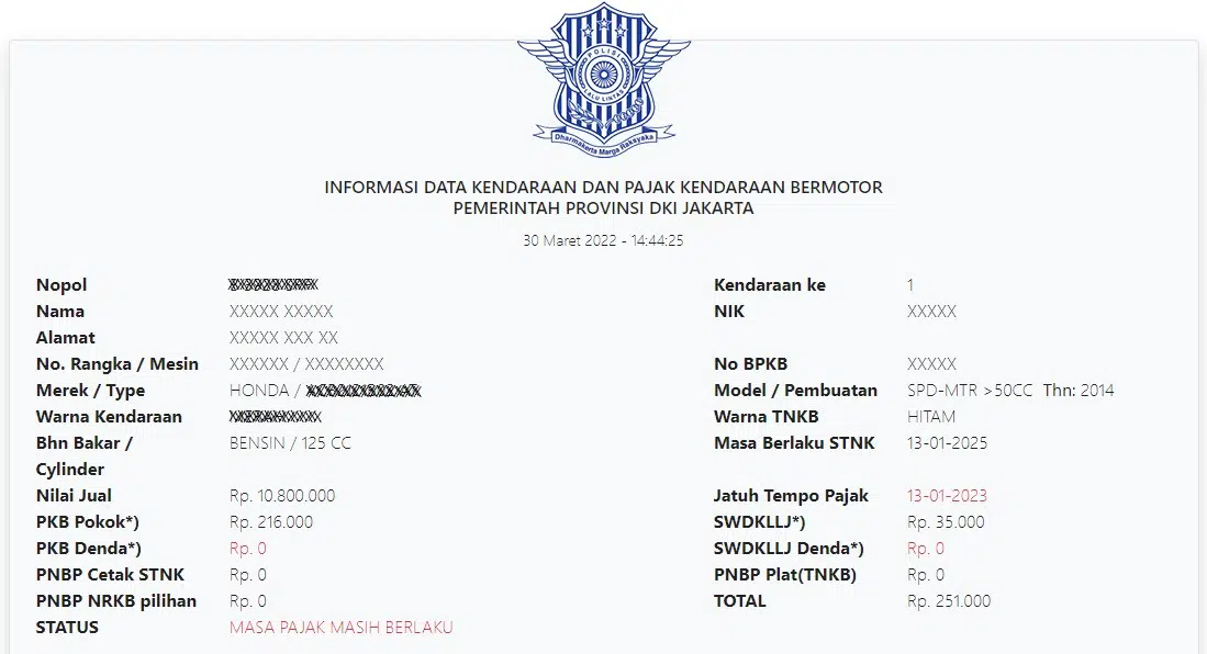 cara cek plat nomor kendaraan dki jakarta