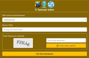 cara cek plat nomor di e-samsat jatim