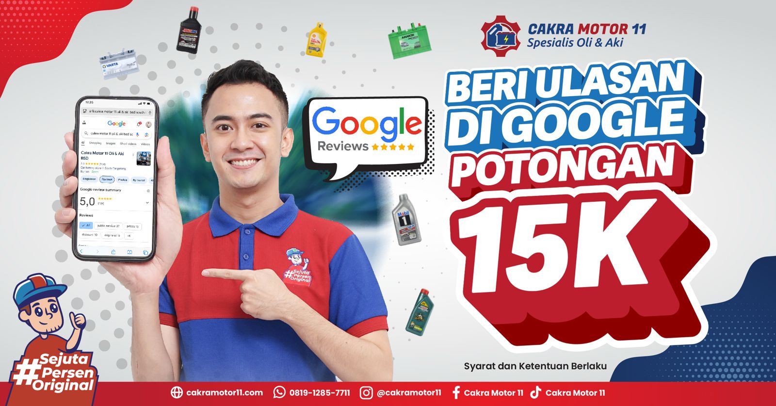 beri ulasan cakra motor 11 di google maps dapat diskon 15 ribu